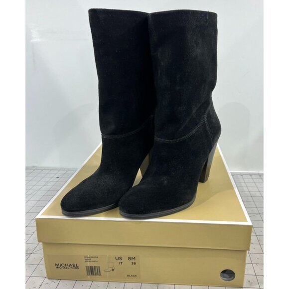 Michael Kors Divia Bootie Black Suede High Heel Boots Women's Sz. 8 US 38 EU - Picture 2 of 9
